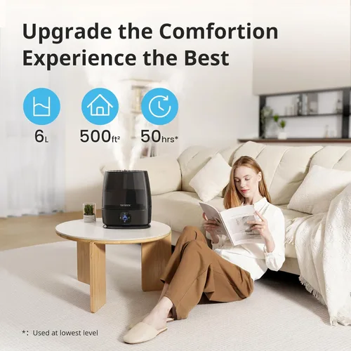 Miniatura 3 de Humidificadores para dormitorio y hogar, humidificador de aire de niebla fría y cálida de 6 L para habitación grande, guardería, 50 horas, fácil