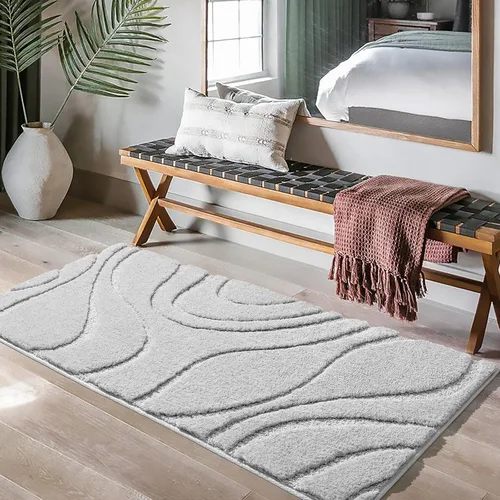 Miniatura 2 de DEXDE Alfombras de baño, alfombra de baño de microfibra lanuda de felpa suave, alfombras de baño antideslizantes para pasillo de suelo de baño, Gris