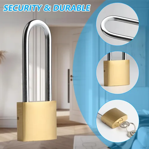 Miniatura 3 de 4 PIEZAS De Candado Con Llave Largo Sellado Impermeable De Latón Sólido, Candado Con Llaves, Candados De 3.4 Pulgadas Con La Misma Llave 38mm