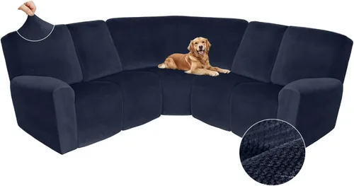 Miniatura 69 de Arfntevss Fundas de sofá seccional reclinable de terciopelo, Funda de sofá seccional de esquina para sofá reclinable, Funda elástica suave