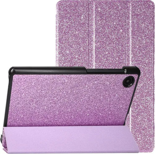 Miniatura 10 de Caweet Funda para TCL Tab 8 - Ultra Ligero Slim Hard Back Shell Tri-Fold Stand Cover Glitter Pink Purpurina rosa-1