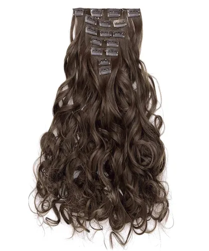 Miniatura 18 de OneDor® Extensiones de cabello sintético rizado de 20 pulgadas, 7 unidades, 4.53 oz (#99J rojo vino)