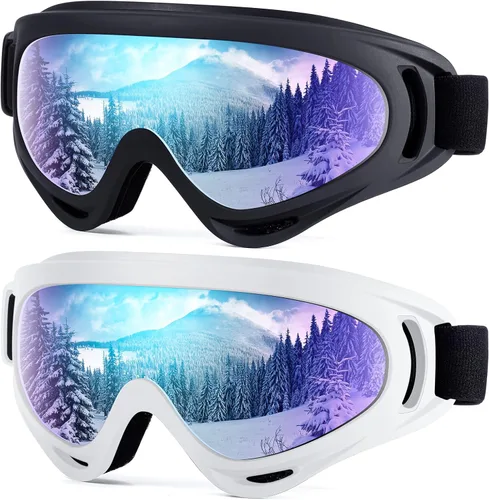 Miniatura 9 de Dizywiee Paquete de 2 gafas de esquí para niños, gafas de snowboard para adultos, jóvenes, adolescentes, niños y niñas, gafas de deportes de nieve