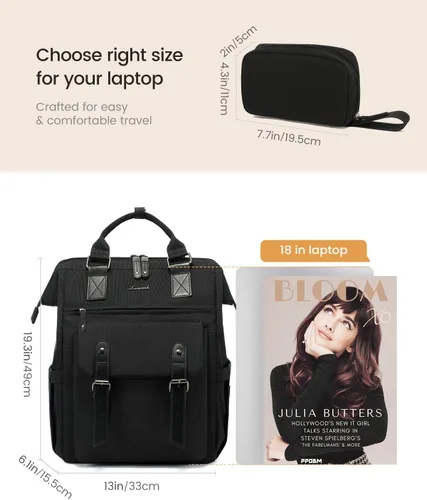 Miniatura 8 de Mochila para portátil para mujeres, mochila de viaje para trabajo y colegio, mochila escolar, 15,6 pulg., versión mejorada, Mochilas Tote 1