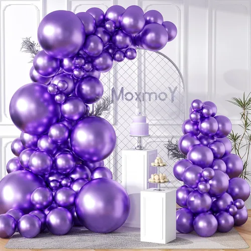 Miniatura 9 de 102 globos de color azul cromado de 18 pulgadas, 12 pulgadas, 10 pulgadas, 5 pulgadas, diferentes tamaños, kit de globos metálicos de fiesta