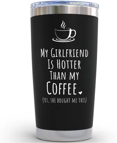 KLUBI Regalos para él Novio - Taza de café "My Girlfriend Is Hotter Than My Coffee" 20oz Regalos de cumpleaños bonitos para novio, taza de café para