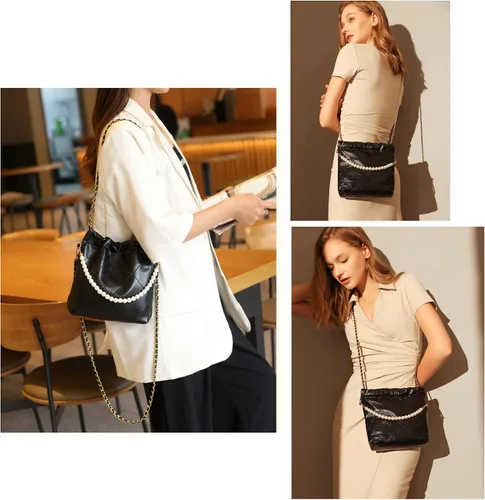 Miniatura 2 de Bolso tote acolchado para mujer, bolso de hombro de lujo estilo hobo cruzado, bolso de mano con cadena de diseño, bolso de trabajo de cuero, grande