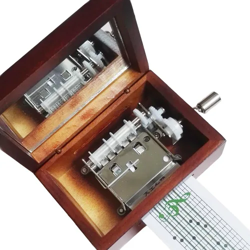 FnLy Caja musical de madera de encaje vintage de 15 notas, caja de regalo de música de manivela de bricolaje, crea tu propia melodía musical