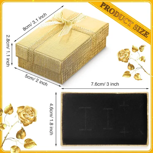 Miniatura 2 de Kenning Juego de 36 cajas de regalo de joyería, cajas de regalo pequeñas a granel con tapas, 2 x 3.1 x 1.1 pulgadas, lazo de cinta para el día