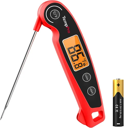 Miniatura 10 de ThermoPro TP605 Termómetro Digital de Lectura Instantánea para Carne para Cocinar, Termómetro de Alimentos Impermeable con Retroiluminación