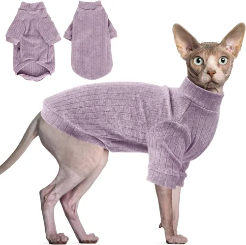 Miniatura 8 de Idepet Sphynx Suéter Camisa para Gatos sin Pelo Gatitos Ropa Suave para Cachorros Pullover Pijamas Lindas para Gatos Mono de Algodón Vestimenta