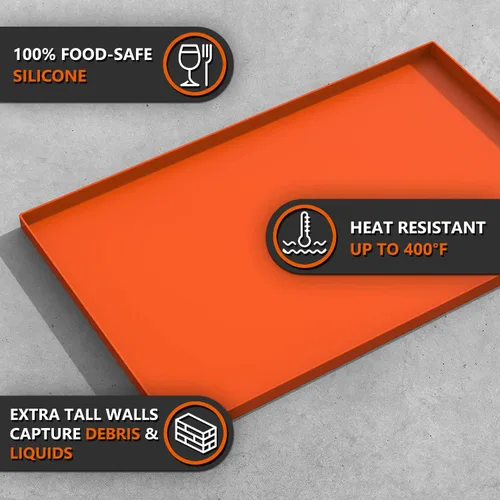 Miniatura 6 de Alfombrilla de parrilla de silicona de 17" para parrilla Blackstone de 17 pulgadas, cubierta de parrilla de silicona resistente de grado Naranja 17