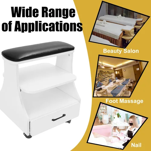 Miniatura 5 de Reposapiés portátil de pedicura con ruedas, taburete de pedicura, carrito para baño de pies, carrito de spa, soporte de uñas, muebles de manicura