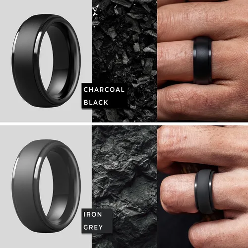 Miniatura 28 de ThunderFit Anillos de boda de silicona para hombre, 0.394 in de ancho y 0.098 in de grosor, paquete múltiple de variedad 1-7
