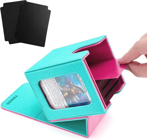 Miniatura 7 de Venssu MTG Caja de Mazos para Exhibición Commander, Caja de Mazos de Cartas que Cabe 100 Cartas con Doble Funda, Caja de Almacenamiento de Cartas