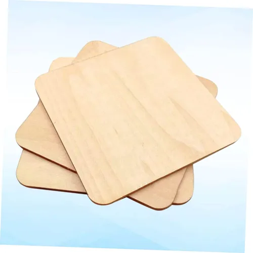 Miniatura 3 de TEHAUX 50 piezas de 1.575 in de madera natural rebanadas cuadradas DIY piezas planas para decoración de manualidades