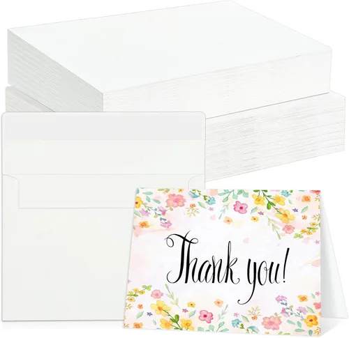 60 juegos de tarjetas de acuarela con sobres, tarjetas de papel de acuarela de 140 lb/300 GSM, postales plegables de acuarela en blanco de 4 x 6
