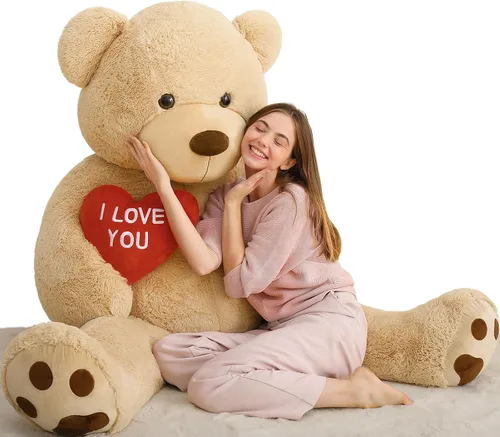 Miniatura 23 de MaoGoLan Oso de peluche gigante de 52" Oso de peluche - Te amo Corazón rojo Oso de peluche grande para regalo de San Valentín, aniversario, larga