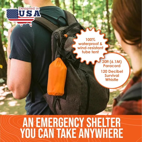 Miniatura 2 de Go Time Gear Tienda de campaña de supervivencia • Tienda de campaña de tubo de emergencia Mylar para 2 personas + Paracord • Protección para todo