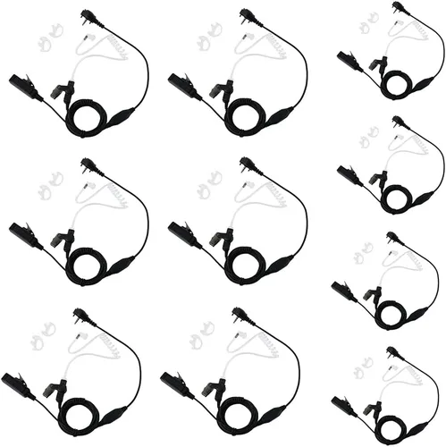 Vx-261 Auriculares con micrófono PTT compatibles con Yaesu Vertex Standard VX-230 VX-231 Walkie Talkie Paquete de 10 unidades Negro