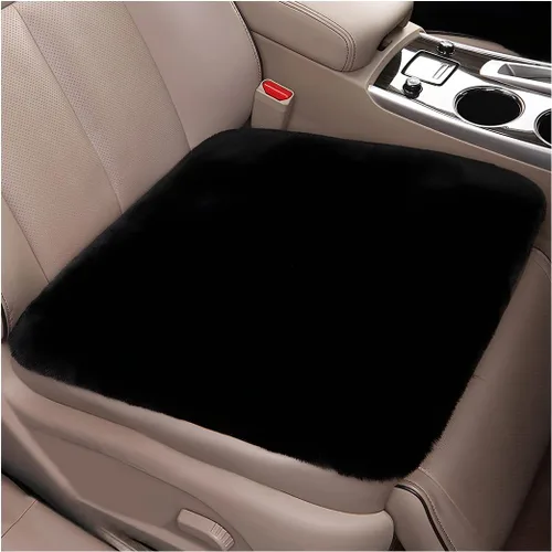 Miniatura 10 de Paquete de 2 cojines para asiento delantero de automóvil, funda suave y cálida de piel sintética de conejo para asiento de automóvil, almohadilla