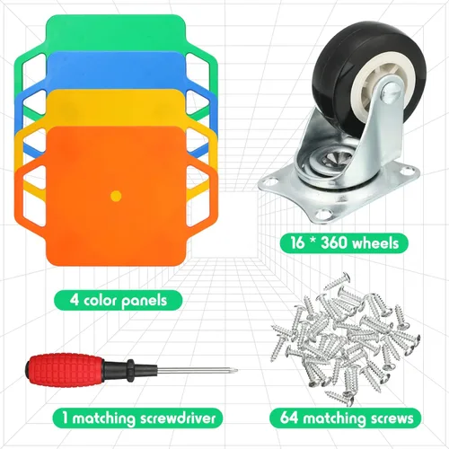 Miniatura 4 de Jerify 4 piezas de patinete deportivo con asas, ruedas de plástico, patineta para sentarse en el suelo, para niños, gimnasio, actividades en Colorido