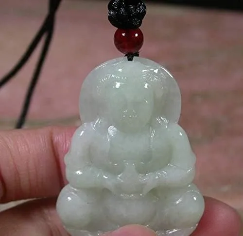 Miniatura 3 de gojade Colgante de jadeíta de jade A 100% natural certificado verde Guanyin Kwan Yin Lotus Flower Necklace 397729 GS