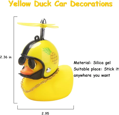 Miniatura 4 de wonuu Decoración de pato de goma para automóvil, lindo pato amarillo con hélice (piña-Y)
