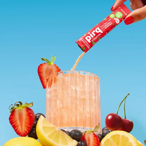 Miniatura 3 de Pirq Hydration - Fruit Punch - Paquetes de polvo de hidratación Mezcla de bebida con electrolitos Curcumina Vitaminas B Cero azúcar Apto