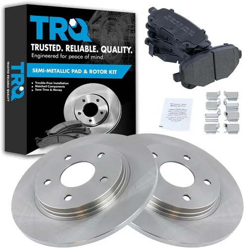 Miniatura 123 de TRQ Juego de pastillas de freno semimetálicas traseras y rotores compatibles con Chevrolet Trailblazer 02-06 Trailblazer EXT 04-06 SSR 02-07 GMC