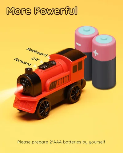 Miniatura 3 de SainSmart Jr. Juego de accesorios de tren de madera, 2 piezas de tren motorizado para niños pequeños con conexión magnética, tren a pilas compatible