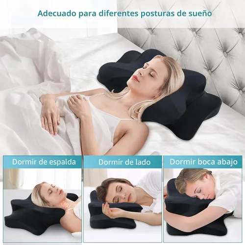 Miniatura 2 de DONAMA - Almohada cervical para cuello y hombros, diseño de espuma viscoelástica contorneado, soporte ergonómico para dormir de lado, espalda o boca