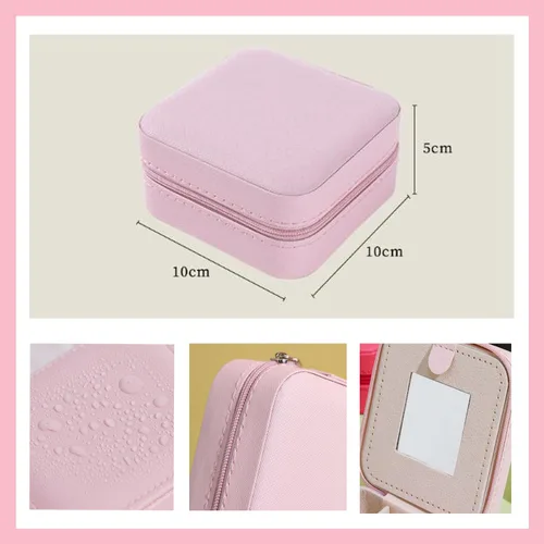 Miniatura 2 de JUFORLFY Joyero de viaje para mujeres y niñas, organizador con espejo, anillos, aretes, collares, caja organizadora de almacenamiento, caja