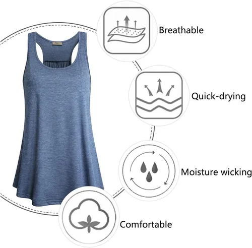 Miniatura 19 de Cestyle - Camiseta sin mangas para mujer, cuello redondo, corte holgado, para entrenamiento