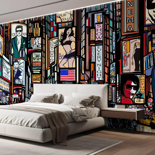 Miniatura 4 de wall26 - Ilustración de una calle en la ciudad de Nueva York - Mural de pared removible. Papel pintado autoadhesivo grande - 100x144 pulgadas Obra