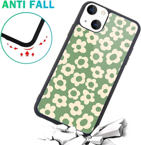 Miniatura 5 de Funda compatible con iPhone 13 para niños y mujeres, diseño divertido de cara, parte trasera dura con negro, divertido y lindo patrón de arte