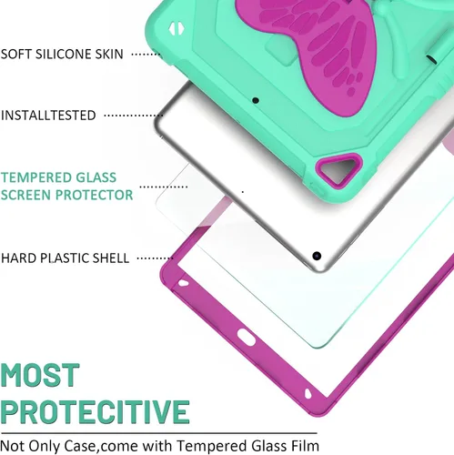 Miniatura 5 de Ambison Funda para iPad de 9ª/8ª/7ª Generación de 10.2 pulgadas con Protector de Pantalla de Vidrio, Cubierta Protectora Resistente a Prueba