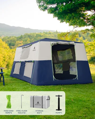 Miniatura 13 de CORANI Tiendas inflables de 14.1'x6.5'x9' para acampar, tienda de aire inflable portátil para 6/8/10 personas, impermeable, resistente al viento