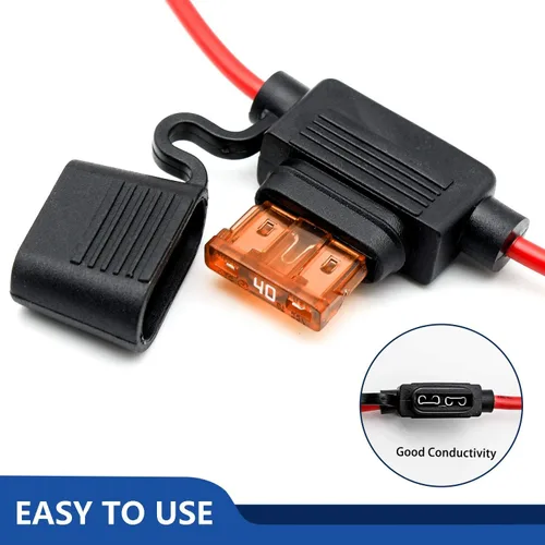 Miniatura 3 de Portafusibles en línea de 10 AWG - Soporte de fusible de 12 voltios para fusible de hoja de 40 A (paquete de 6)