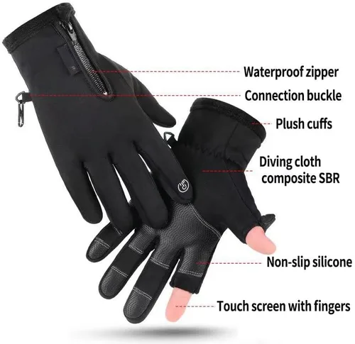 Miniatura 3 de Guantes de invierno para hombre y mujer, guantes cálidos para clima frío, correr, senderismo, pesca, caza, guantes de pantalla táctil para dedos
