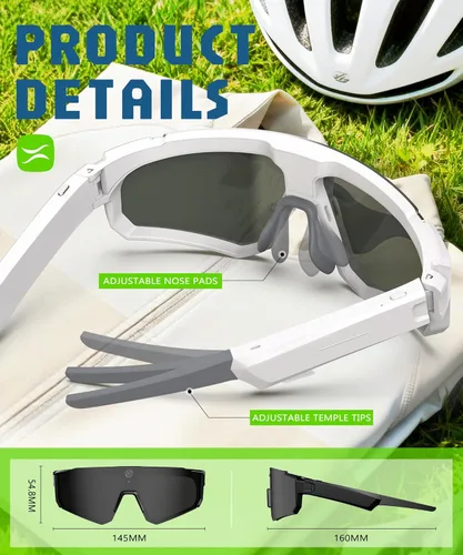 Miniatura 5 de Lentes inteligentes AI con cámara 4K, gafas de grabación de video con cámara, gafas de sol deportivas polarizadas con estabilización EIS
