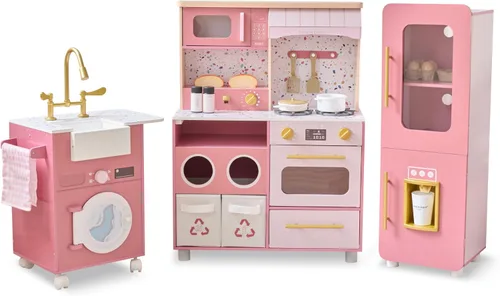 Teamson Little Chef Savannah - Cocina de Juego de Simulación de Madera Montessori para Niños Pequeños a partir de 3 años, Juego Modular de Tres