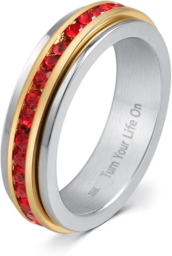 Muses Art Design - Anillos para la ansiedad, anillos giratorios, anillos de banda con piedra de nacimiento, acero inoxidable, mujeres y hombres,