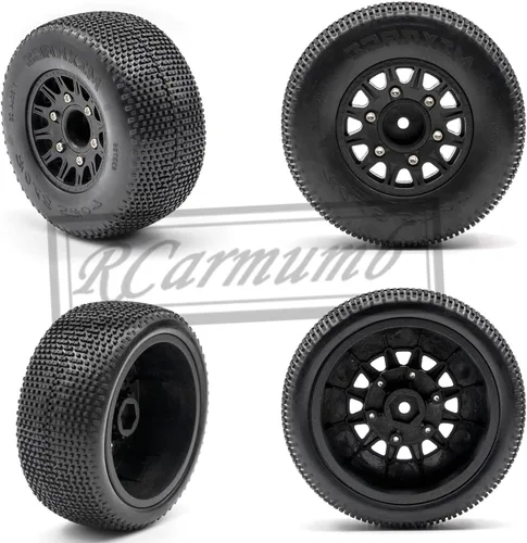 Miniatura 5 de 4 neumáticos de camión Rc, ruedas y neumáticos hexagonales RC de 0.472 in/0.551 in para 1/10 Slash 2WD 4×4 4wd, Arrm a Senton Axia1 Red cat Rc 4wd