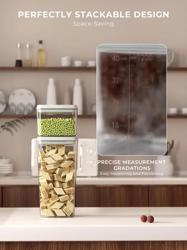 Miniatura 49 de Recipientes Herméticos Pop Apilables - Paquete de 2 Recipientes de Almacenamiento de Cereales con Tapas Herméticas, Recipientes Pop Up a Prueba