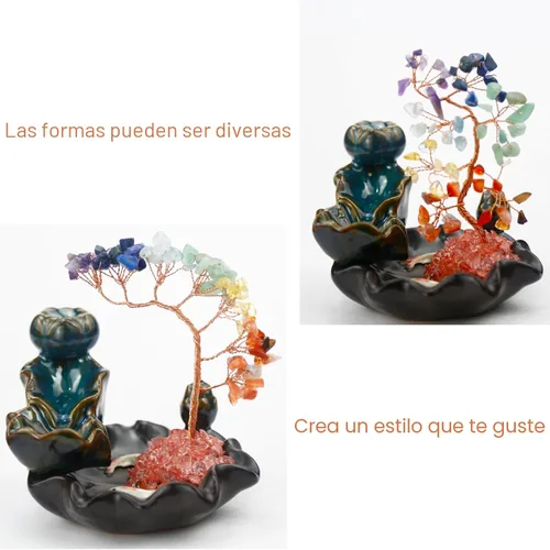Miniatura 5 de Dreamgirnh Quemador de incienso de reflujo Chakras, fuente de incienso de árbol de cristal, soporte de incienso de cono, estante de sala de estar