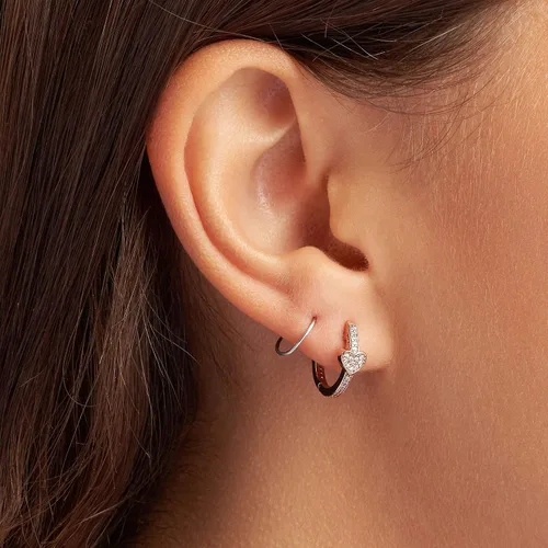 Miniatura 4 de Pandora Aretes de aro con corazones atractivos de rosas, Metal, N A