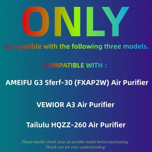 Miniatura 2 de Filtro G3 para el cuidado de mascotas compatible con AME G3 Sferf-30 (FXAP2W) purificador de aire para VEWIOR ClearAir-A3 Filtro purificador de aire