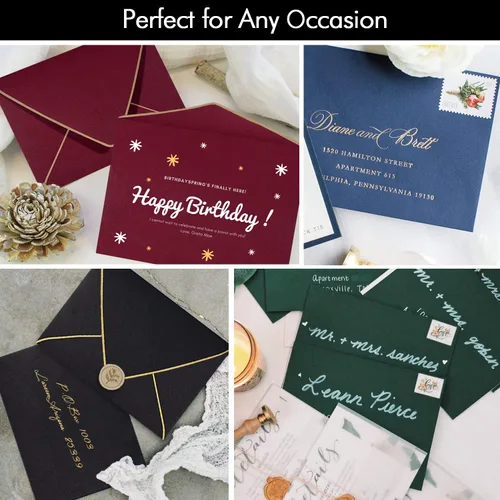 Miniatura 5 de Paquete de 50 sobres de invitación A6 negros de 4 x 6 pulgadas, autosellados, solapa en V, perfectos para baby shower, tarjetas de 4 x 6, bodas