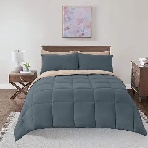 Miniatura 2 de Royal Hotel Bedding Edredón alternativo suave y afelpado, reversible con relleno de edredón de 2 colores, relleno de edredón hipoalergénico de felpa